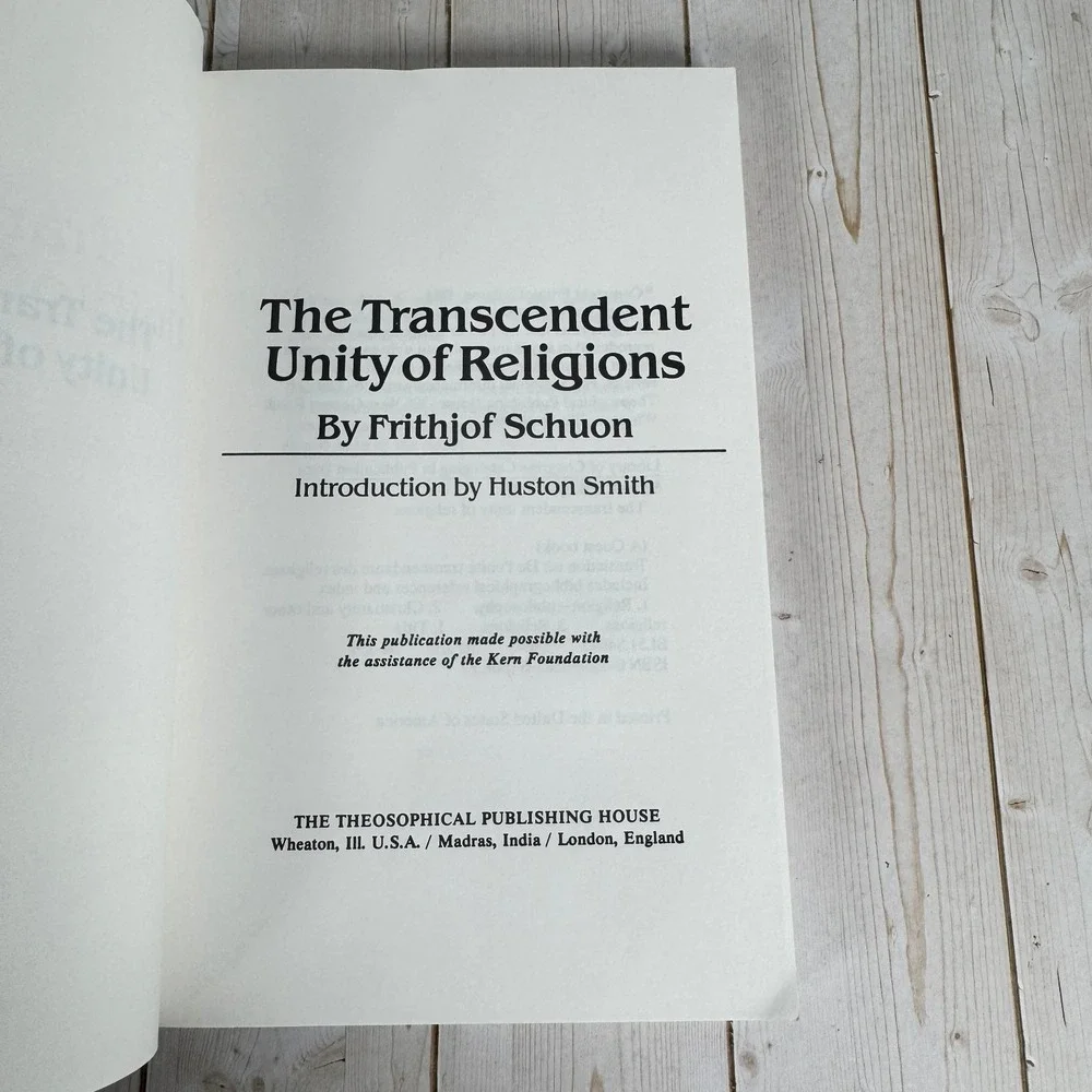 Transcendent Unity of Religions Schuon 1993 2nd Quest Edition Philosophy Quest